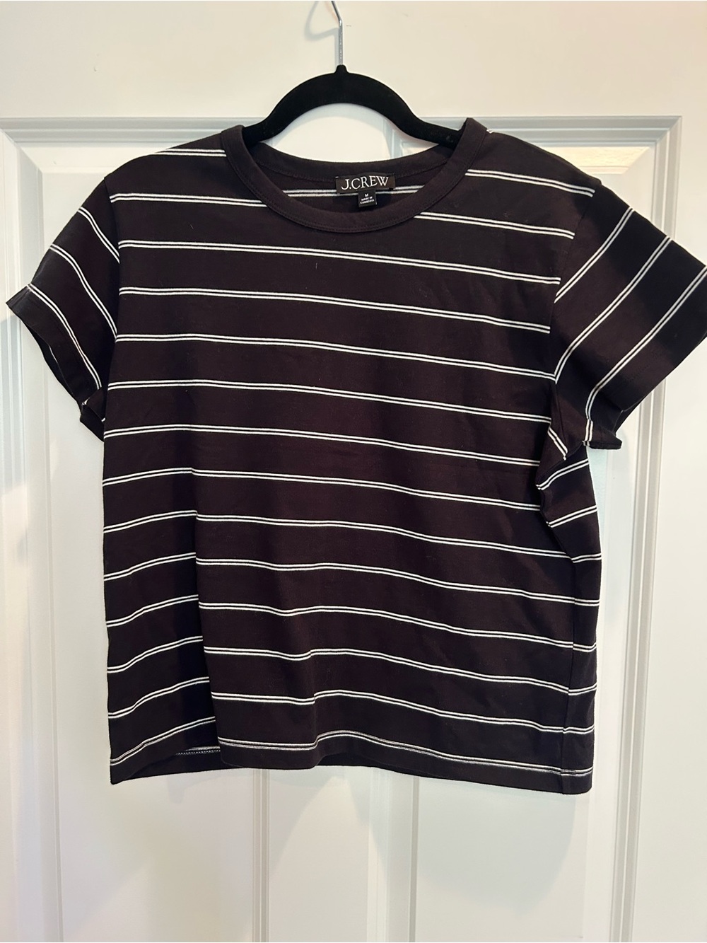J. Crew Black Tee with White Stripe Detail